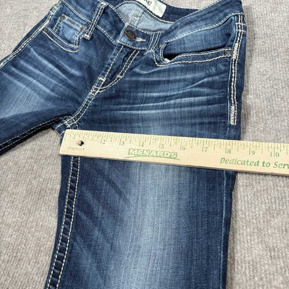 BKE Jeans Youth Girls Size 14 Adelyn Crop Dark Blue Denim Faded Distressed Y2K
